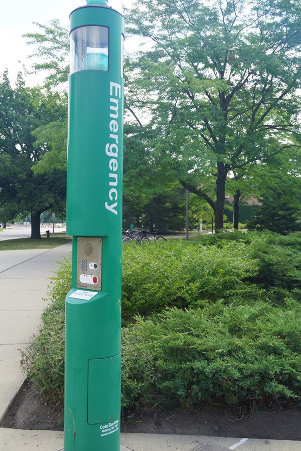 emergency green light phone on MSU's campus